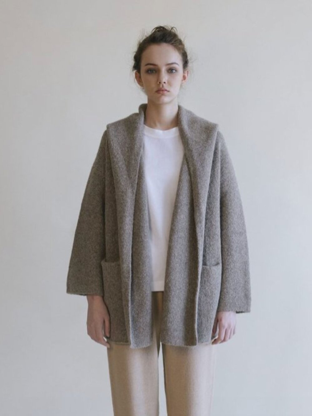Like New LaTierra Enca Car Alpaca Hooded Coat Cream OS